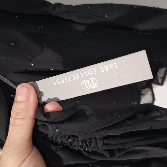 TART Women's black mesh sparkle ruched long sleeve top size xs NWT - Picture 6 of 8